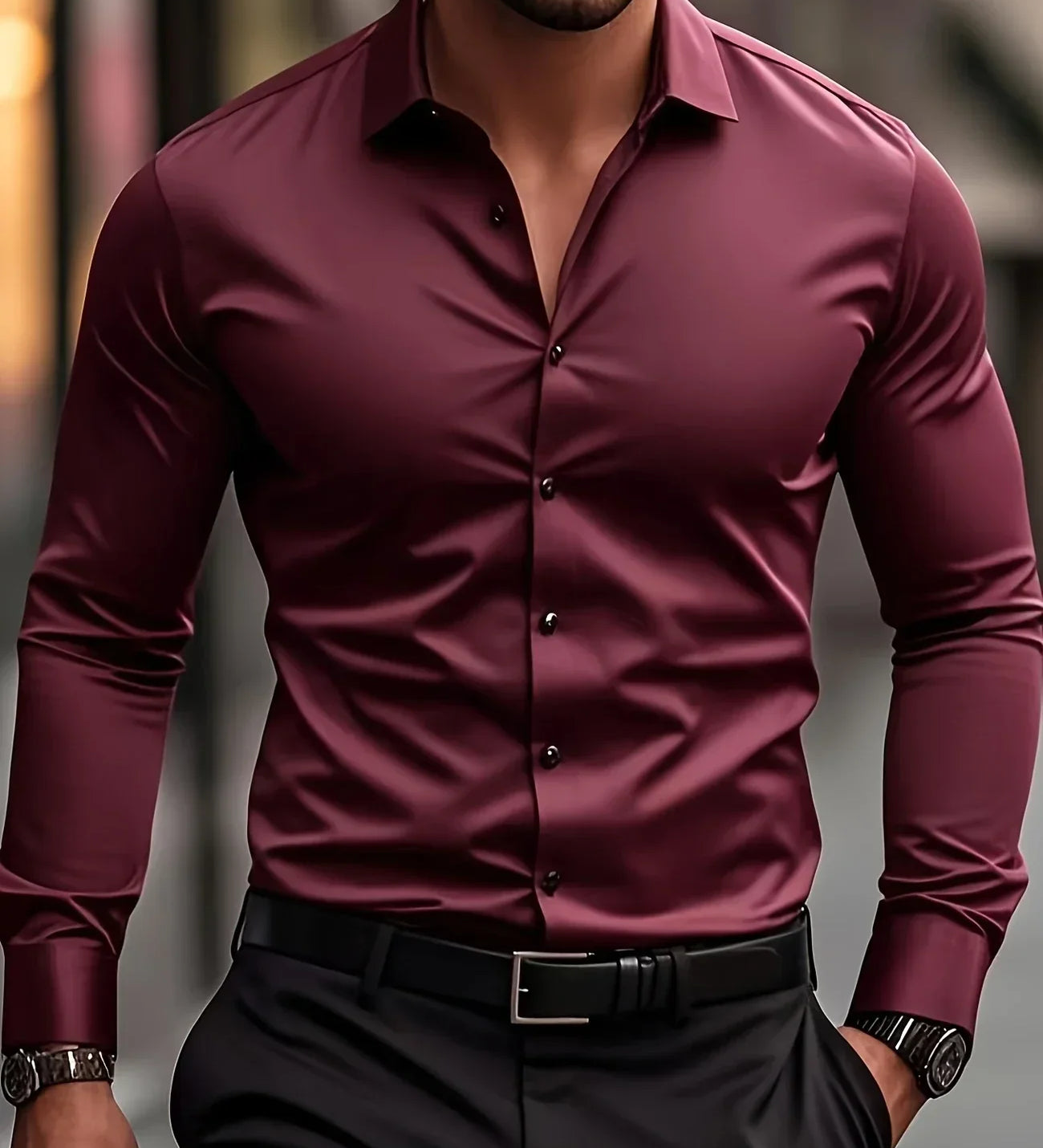 Cazel | Camisa elegante de mangas longas com botões