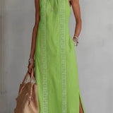Vestido Maxi de Linho Sem Mangas