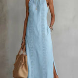Vestido Maxi de Linho Sem Mangas