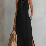 Vestido Maxi de Linho Sem Mangas