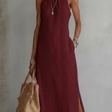 Vestido Maxi de Linho Sem Mangas