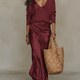 Anaïs – Vestido midi de cetim elegante