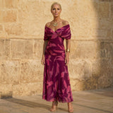Celeste | Vestido elegante com padrão de folhas