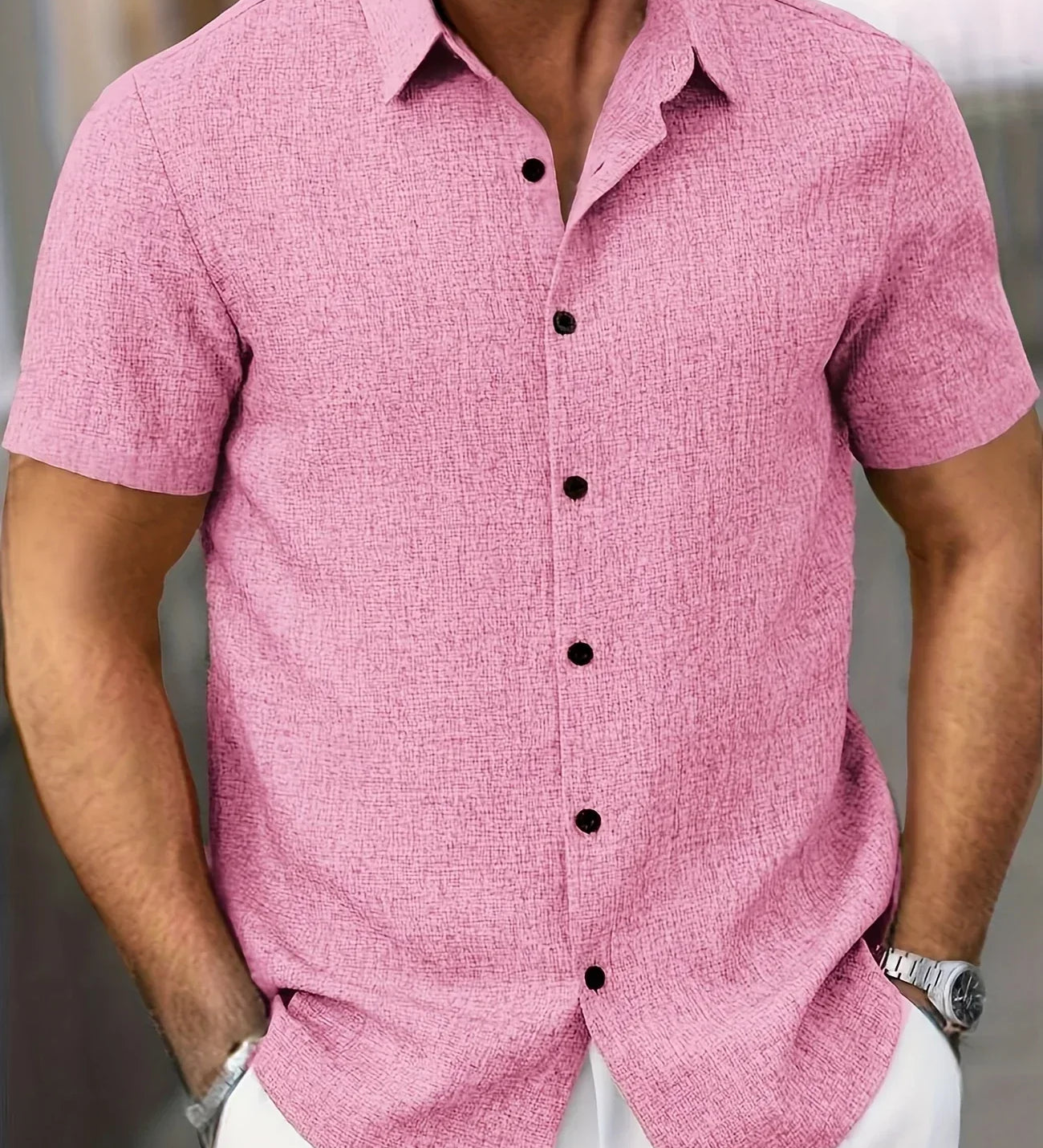 Cazel | Camisa de Manga Curta Leve em Mistura de Linho