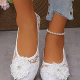 Péonie - Ballerinas Ortopédicas Renda & Flor Perolada