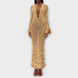 Kathleen - Vestido Maxi Goldigs em Tricô