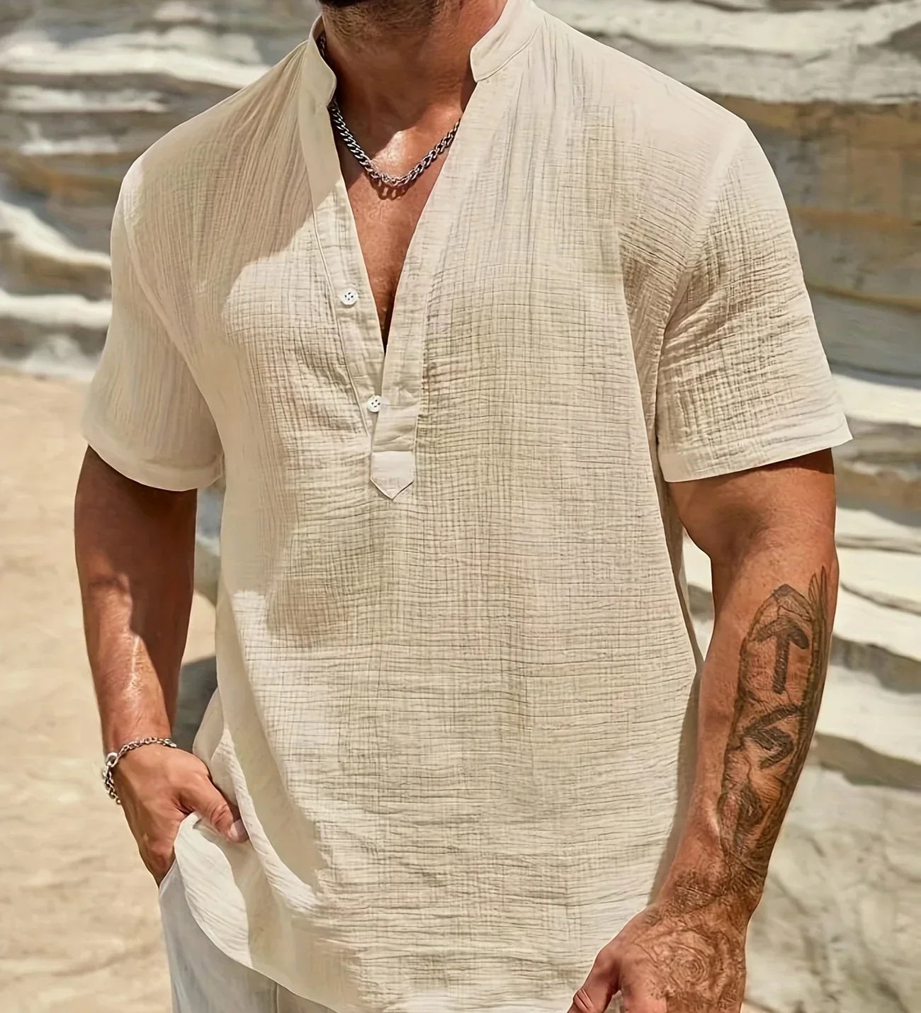 Cazel | Camisa de verão elegante com gola alta