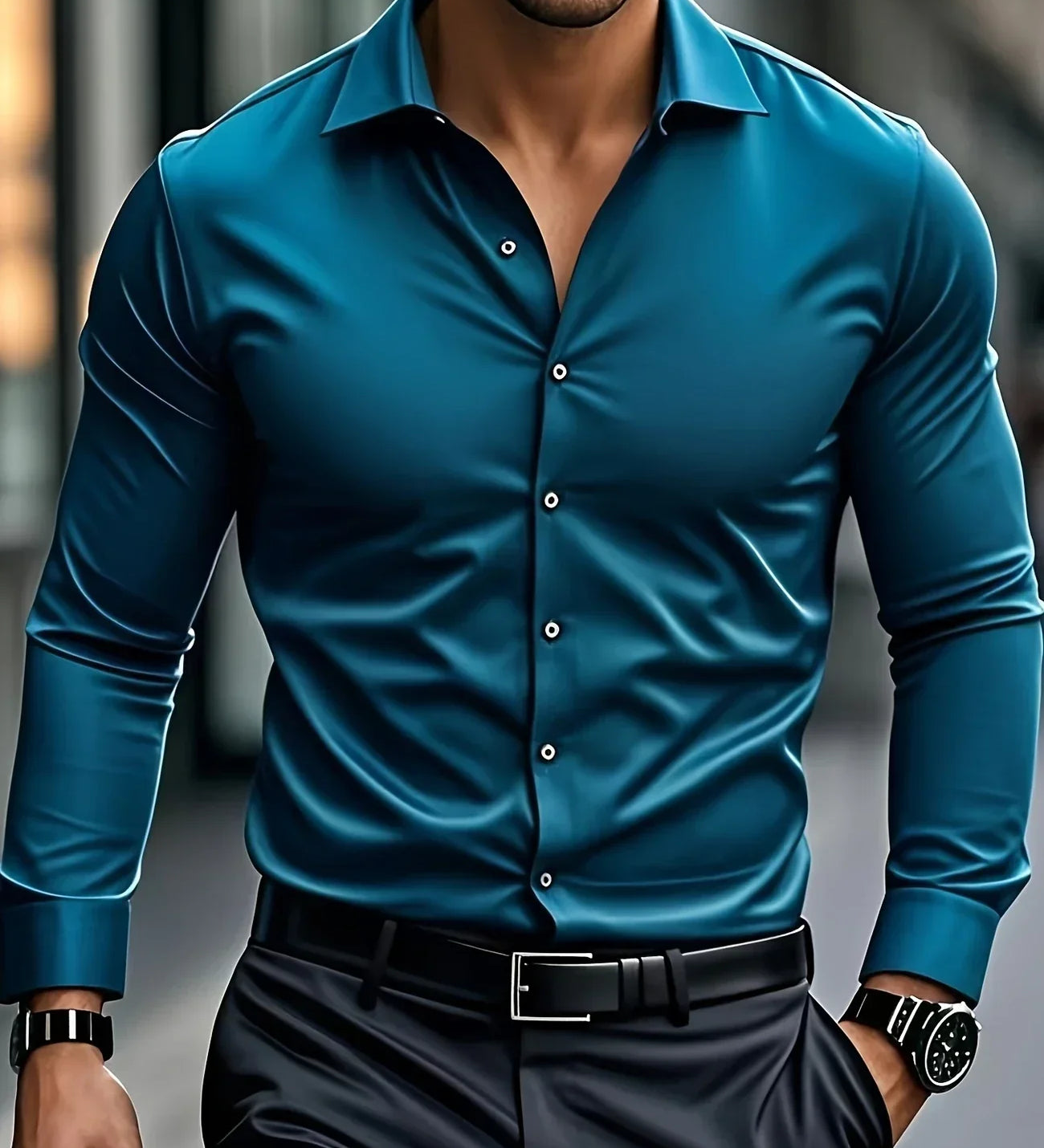 Cazel | Camisa elegante de mangas longas com botões