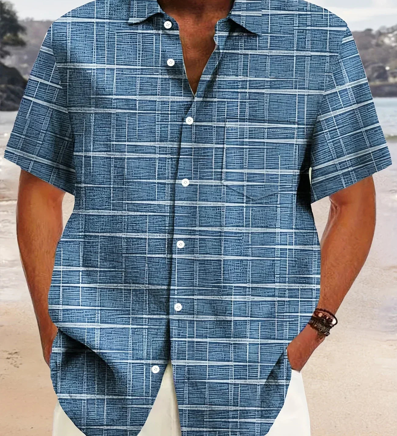 Cazel | Camisa elegante com padrão riscas e quadrados