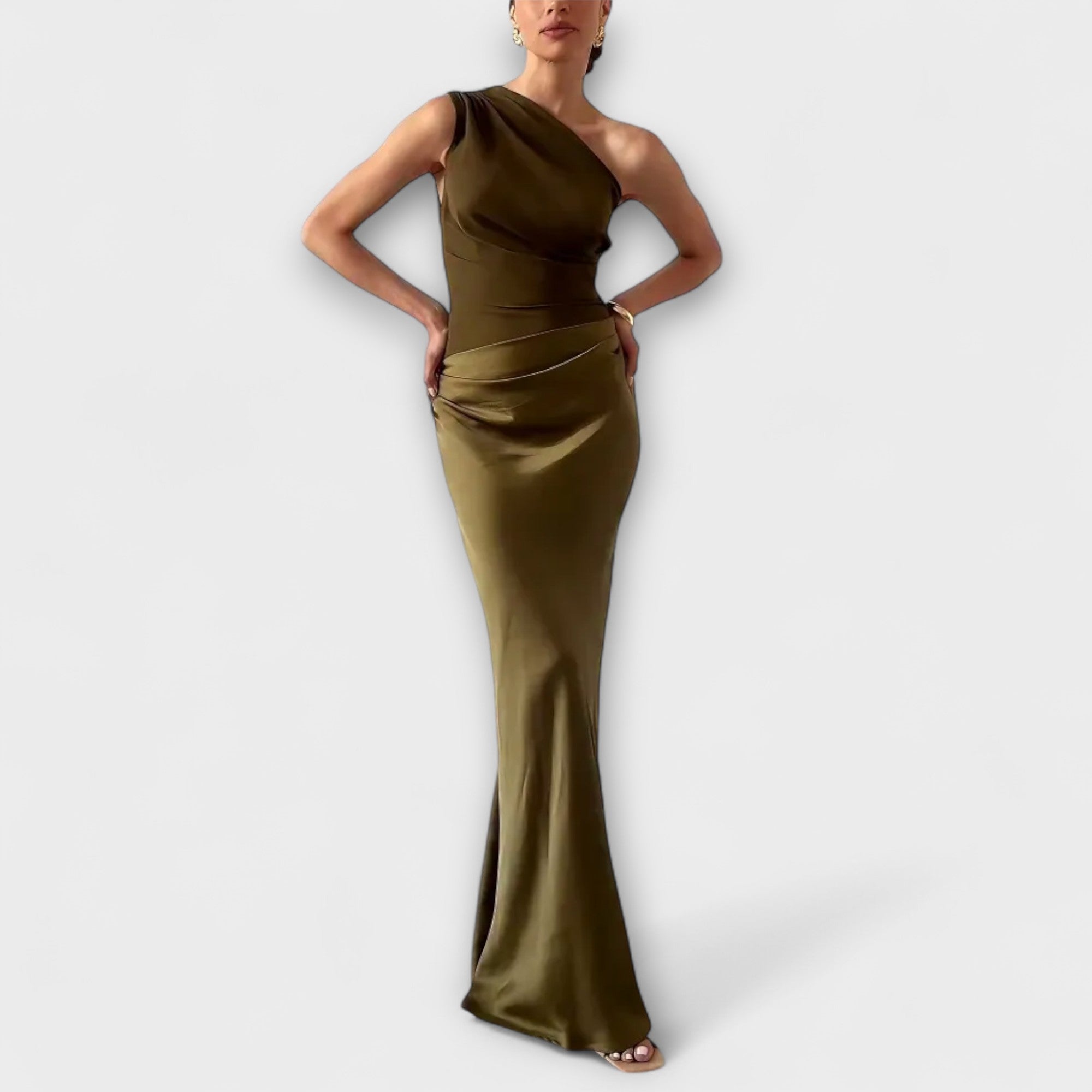 Vestido Longo Elegante com Um Ombro