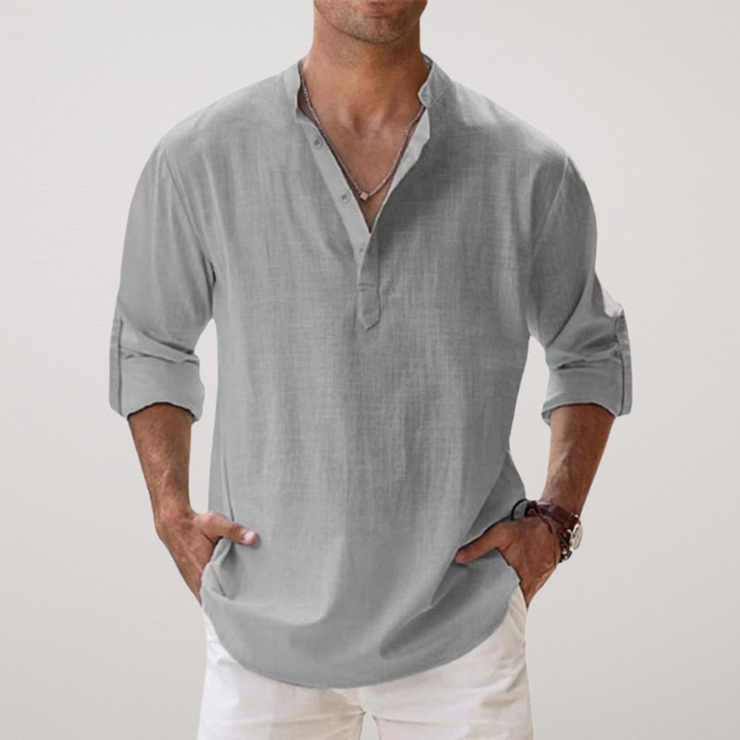 Cazel | Camisa Henley em algodão efeito linho