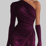 Rosalia - Vestido maxi elegante em roxo com um ombro