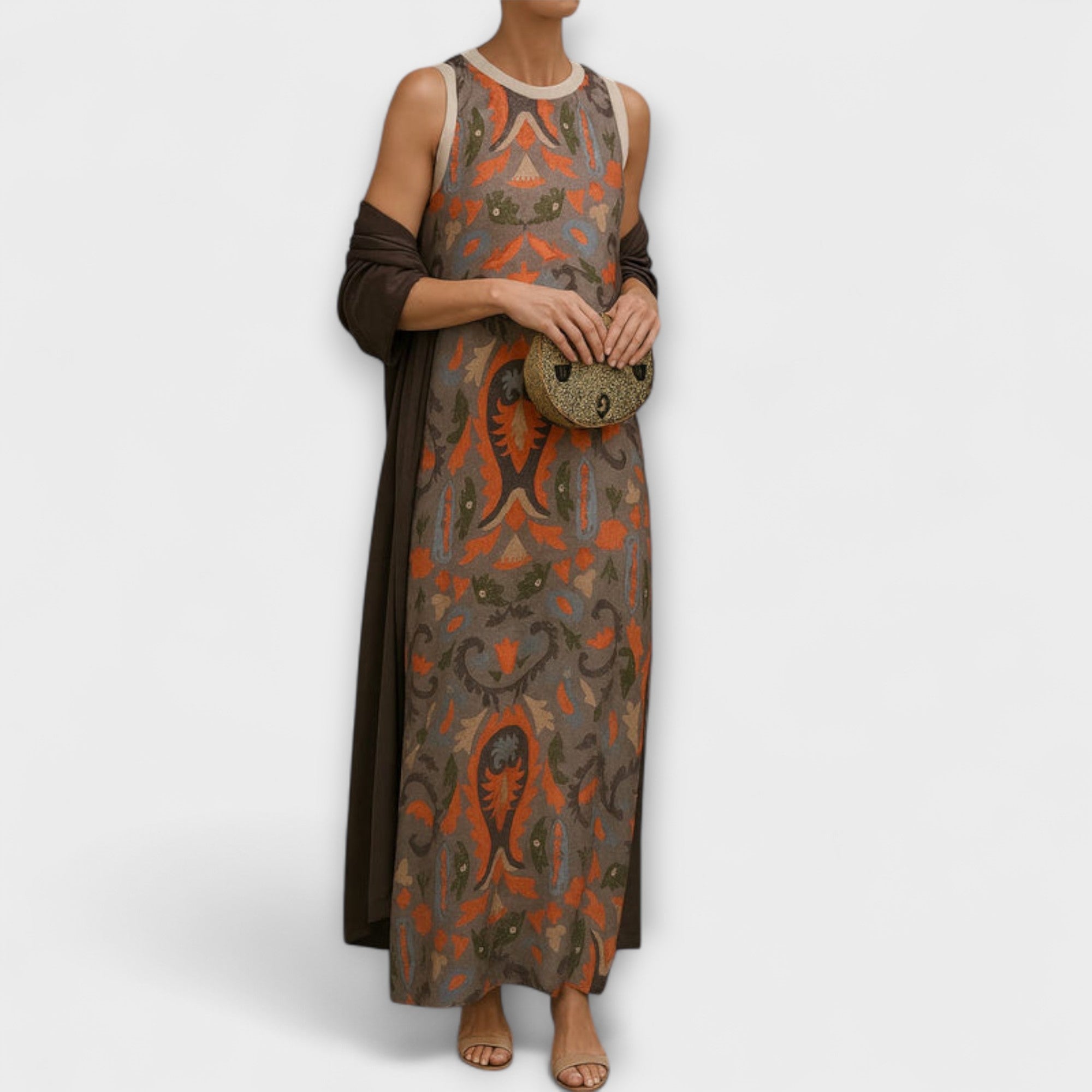 Rafaela – Vestido longo elegante com casaco combinando