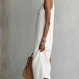 Vestido Maxi de Linho Sem Mangas