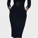 Janna | Vestido Shift Elegante Preto com Cinto