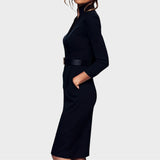 Janna | Vestido Shift Elegante Preto com Cinto