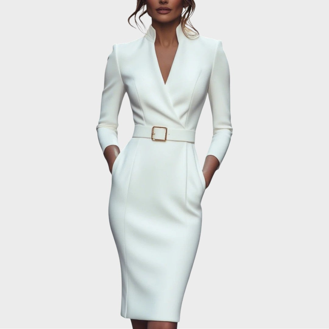 Janna | Vestido Shift Elegante Preto com Cinto