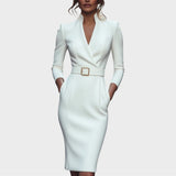 Janna | Vestido Shift Elegante Preto com Cinto