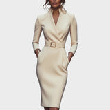 Janna | Vestido Shift Elegante Preto com Cinto