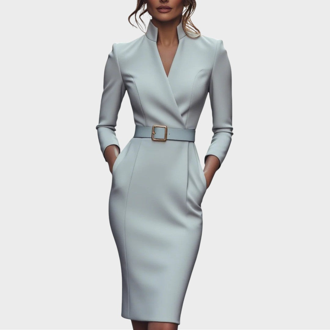 Janna | Vestido Shift Elegante Preto com Cinto