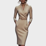 Janna | Vestido Shift Elegante Preto com Cinto