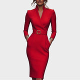 Janna | Vestido Shift Elegante Preto com Cinto