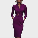 Janna | Vestido Shift Elegante Preto com Cinto