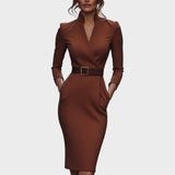 Janna | Vestido Shift Elegante Preto com Cinto