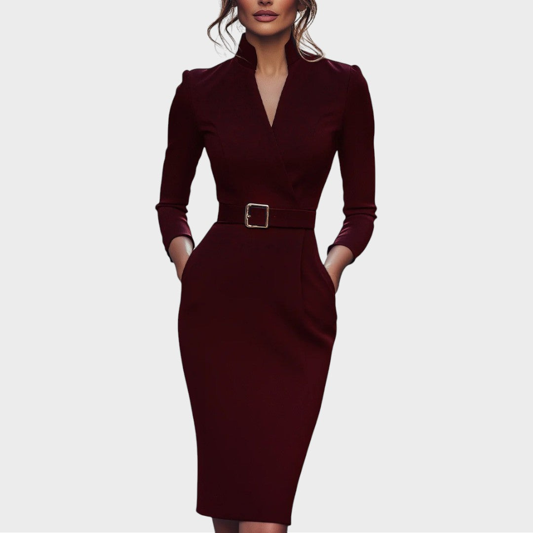 Janna | Vestido Shift Elegante Preto com Cinto