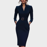 Janna | Vestido Shift Elegante Preto com Cinto