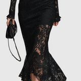 Verónica | vestido maxi de cetim preto