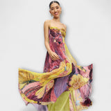Kiara - Vestido curto com padrão Ikat vibrante