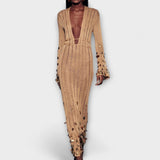 Kathleen - Vestido Maxi Goldigs em Tricô