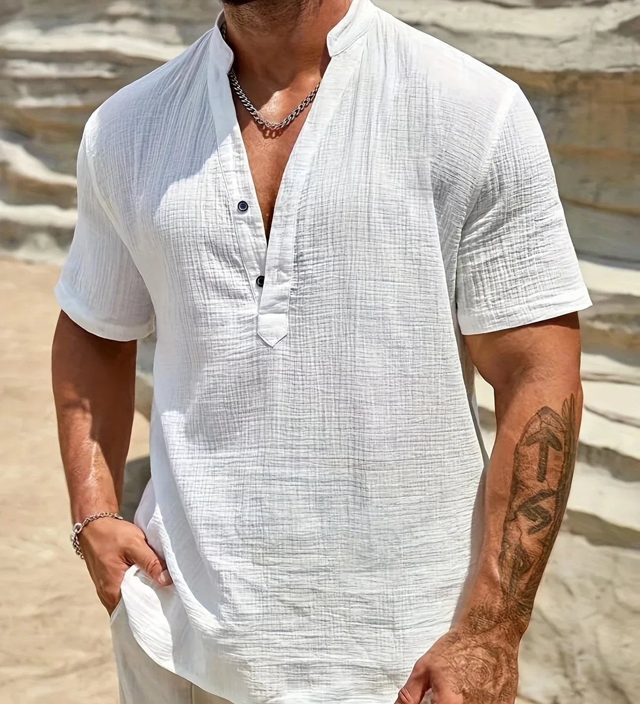 Cazel | Camisa de verão elegante com gola alta