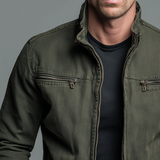 Casaco vintage em algodão com fecho zip