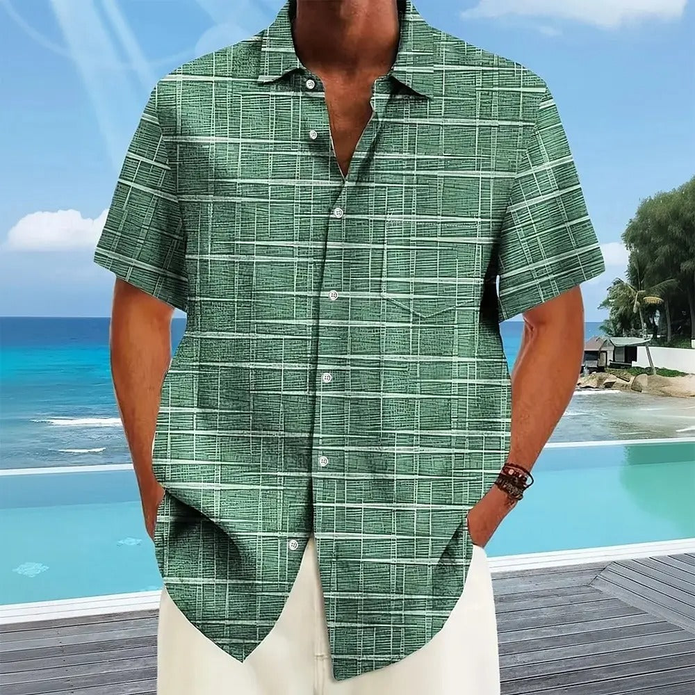 Cazel | Camisa elegante com padrão riscas e quadrados