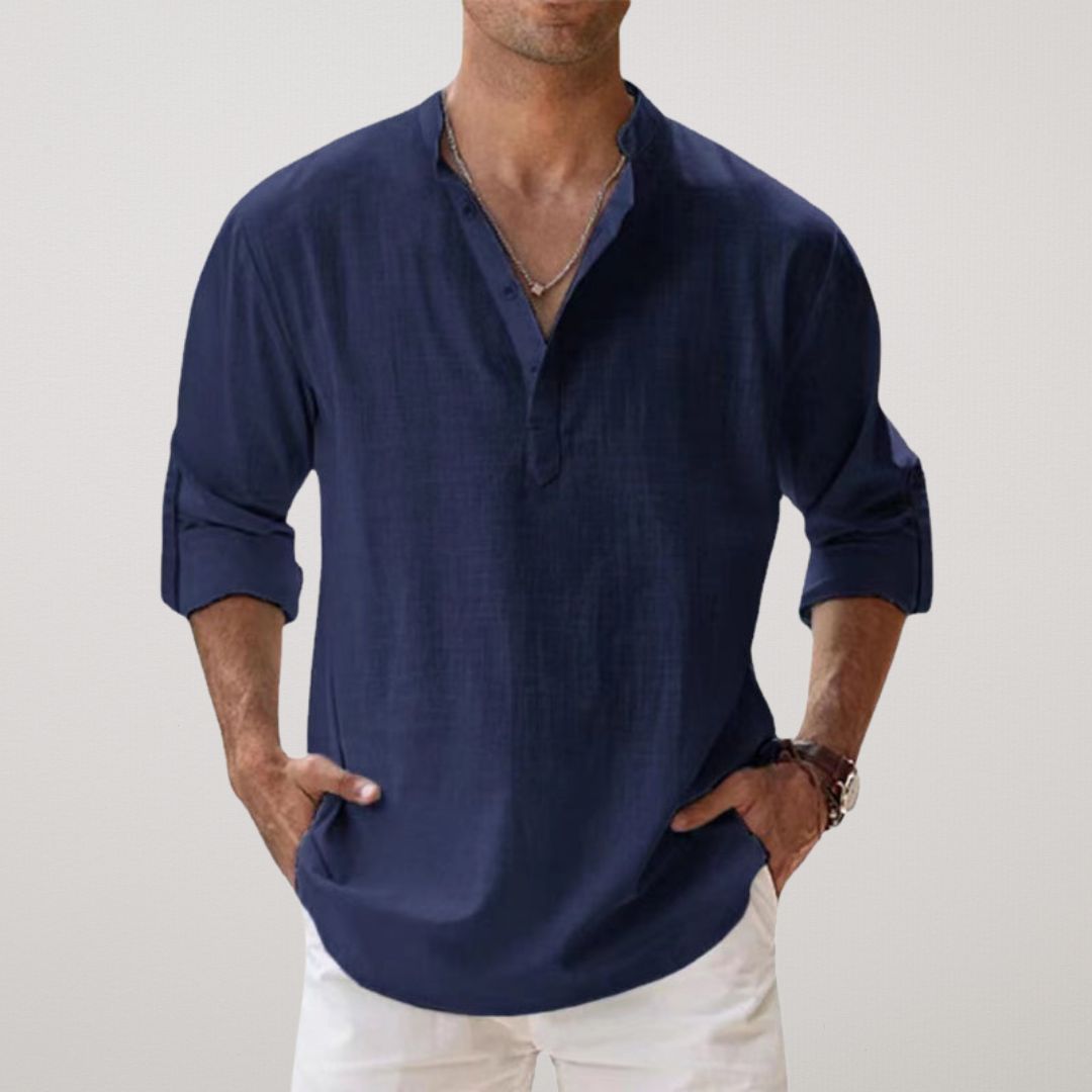 Cazel | Camisa Henley em algodão efeito linho