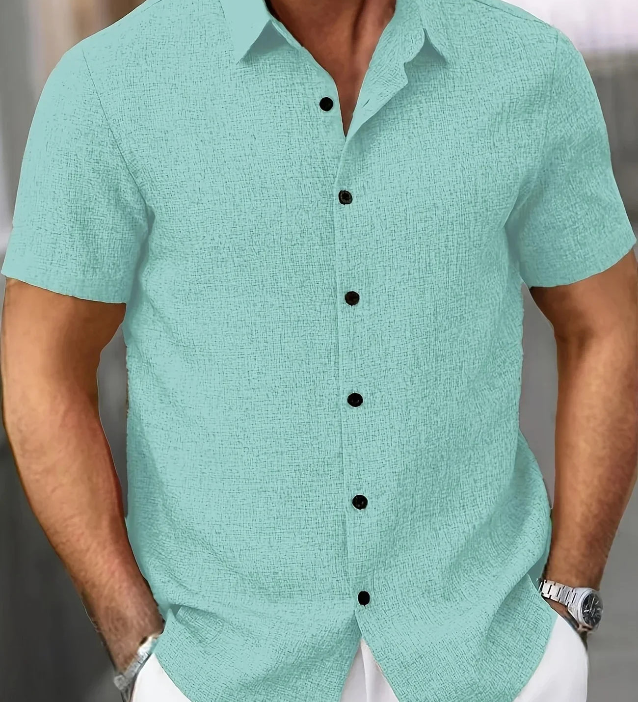 Cazel | Camisa de Manga Curta Leve em Mistura de Linho