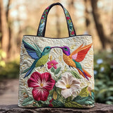 Bolsa acolchoada - Beija-flor e flores brancas