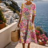 Elena | Vestido midi floral leve e fluido