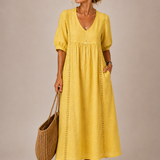 Flore | Vestido midi de verão em linho