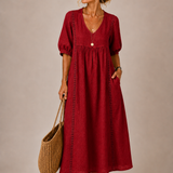 Flore | Vestido midi de verão em linho