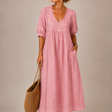 Flore | Vestido midi de verão em linho