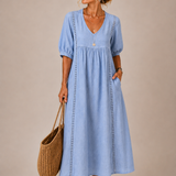 Flore | Vestido midi de verão em linho