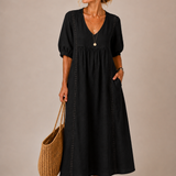 Flore | Vestido midi de verão em linho