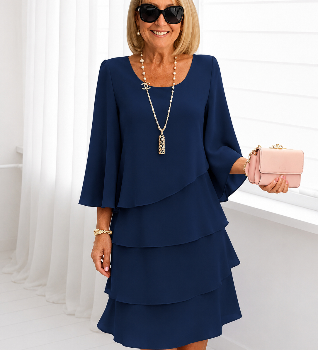 Élise – Vestido elegante fluido com volantes