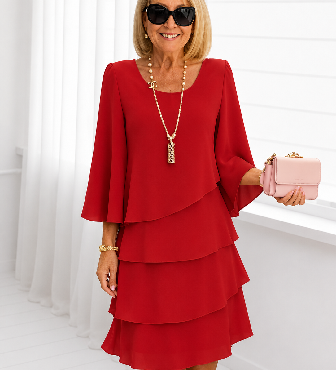 Élise – Vestido elegante fluido com volantes