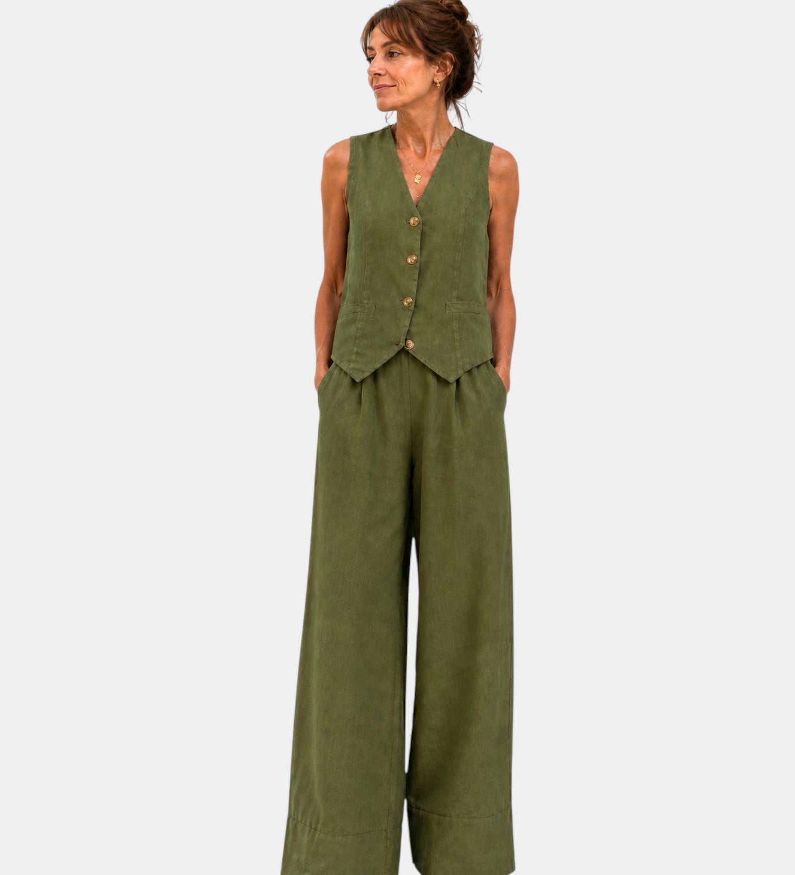 Assia | Conjunto colete sem mangas e calça