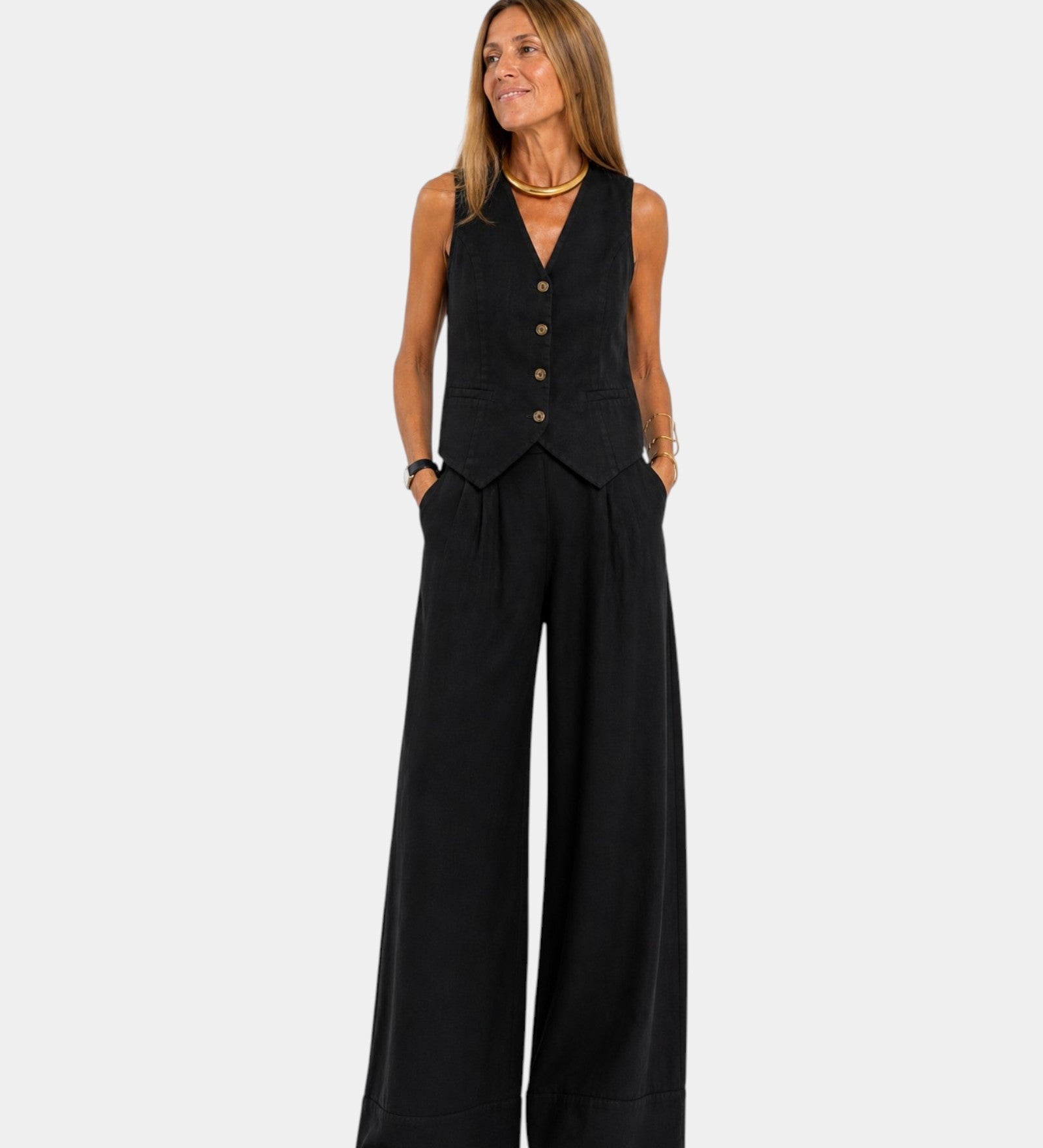 Assia | Conjunto colete sem mangas e calça