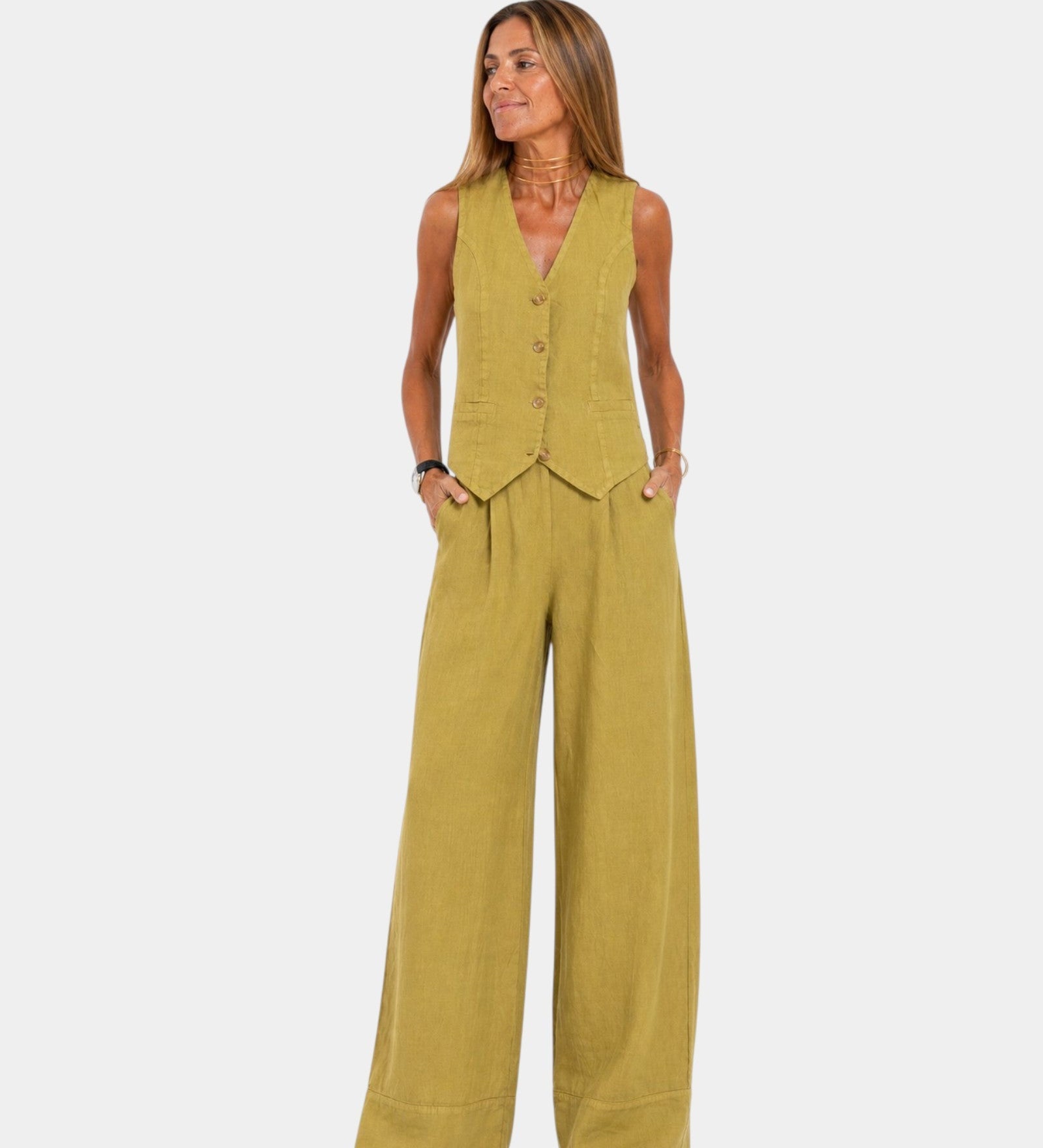Assia | Conjunto colete sem mangas e calça